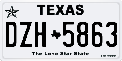 TX license plate DZH5863