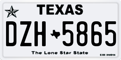 TX license plate DZH5865