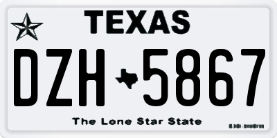 TX license plate DZH5867