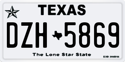TX license plate DZH5869