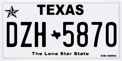 TX license plate DZH5870