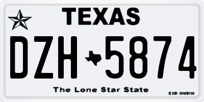 TX license plate DZH5874