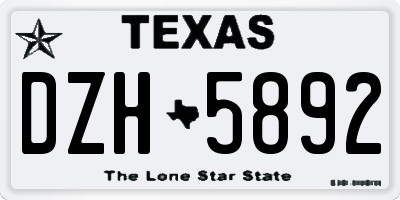 TX license plate DZH5892