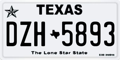 TX license plate DZH5893