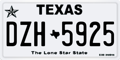 TX license plate DZH5925