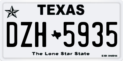 TX license plate DZH5935