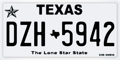 TX license plate DZH5942