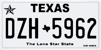 TX license plate DZH5962
