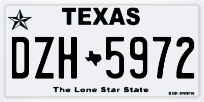TX license plate DZH5972