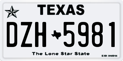 TX license plate DZH5981