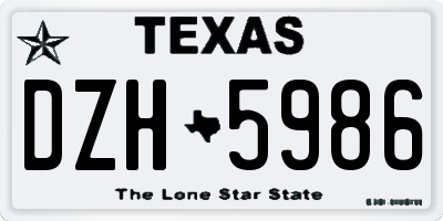 TX license plate DZH5986