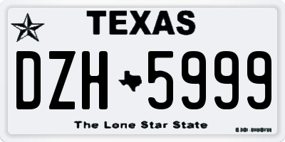 TX license plate DZH5999