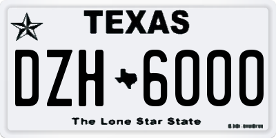 TX license plate DZH6000