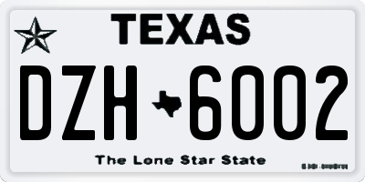 TX license plate DZH6002
