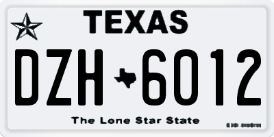 TX license plate DZH6012