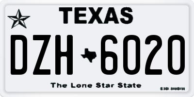 TX license plate DZH6020