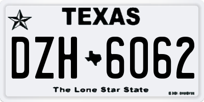 TX license plate DZH6062