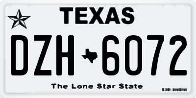 TX license plate DZH6072