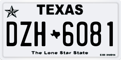 TX license plate DZH6081