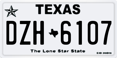 TX license plate DZH6107