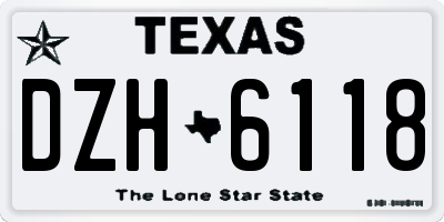 TX license plate DZH6118