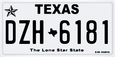 TX license plate DZH6181