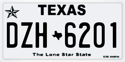 TX license plate DZH6201