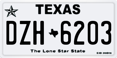 TX license plate DZH6203