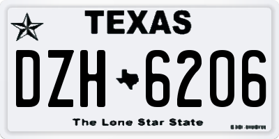 TX license plate DZH6206