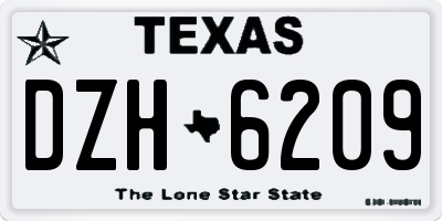 TX license plate DZH6209