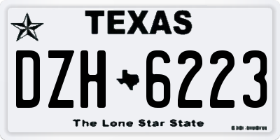 TX license plate DZH6223