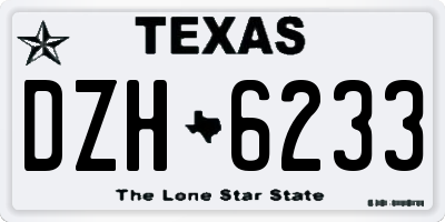 TX license plate DZH6233