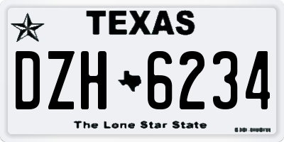 TX license plate DZH6234