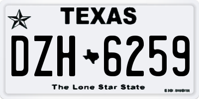 TX license plate DZH6259