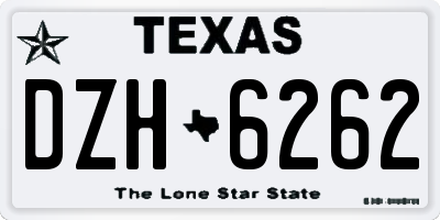 TX license plate DZH6262