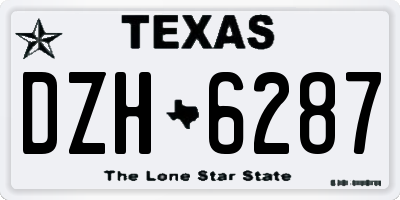 TX license plate DZH6287