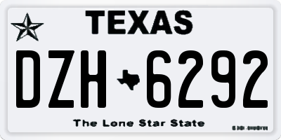 TX license plate DZH6292