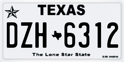 TX license plate DZH6312