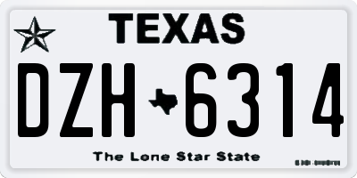 TX license plate DZH6314