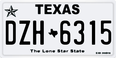 TX license plate DZH6315