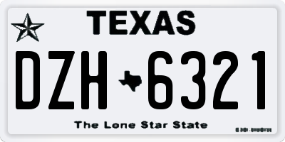 TX license plate DZH6321