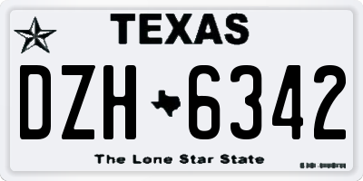 TX license plate DZH6342