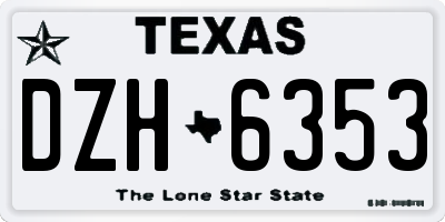 TX license plate DZH6353