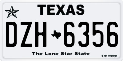 TX license plate DZH6356
