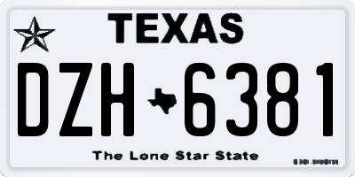 TX license plate DZH6381
