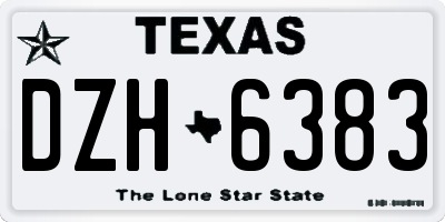 TX license plate DZH6383