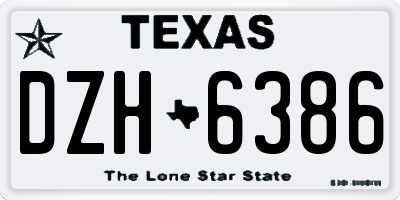 TX license plate DZH6386