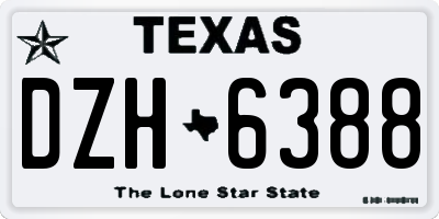 TX license plate DZH6388