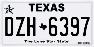 TX license plate DZH6397