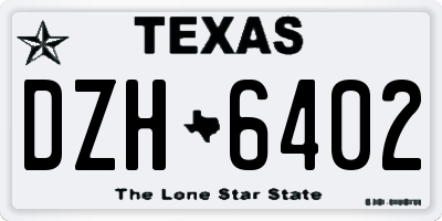 TX license plate DZH6402
